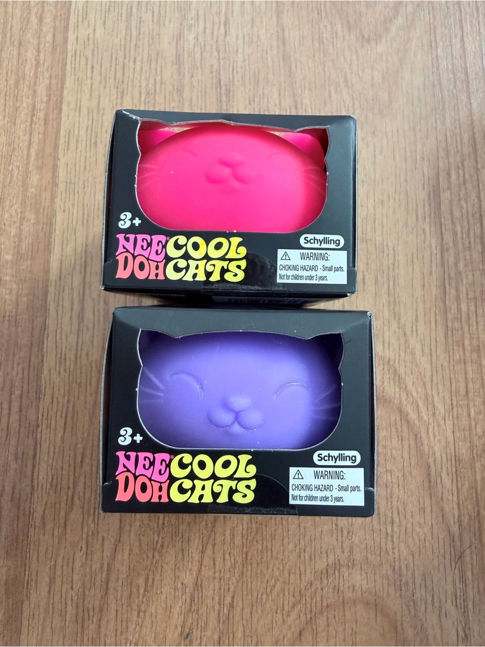 Bundle NeeDoh Cool Cats Squishy Cat Stress Toy - Pink & Purple